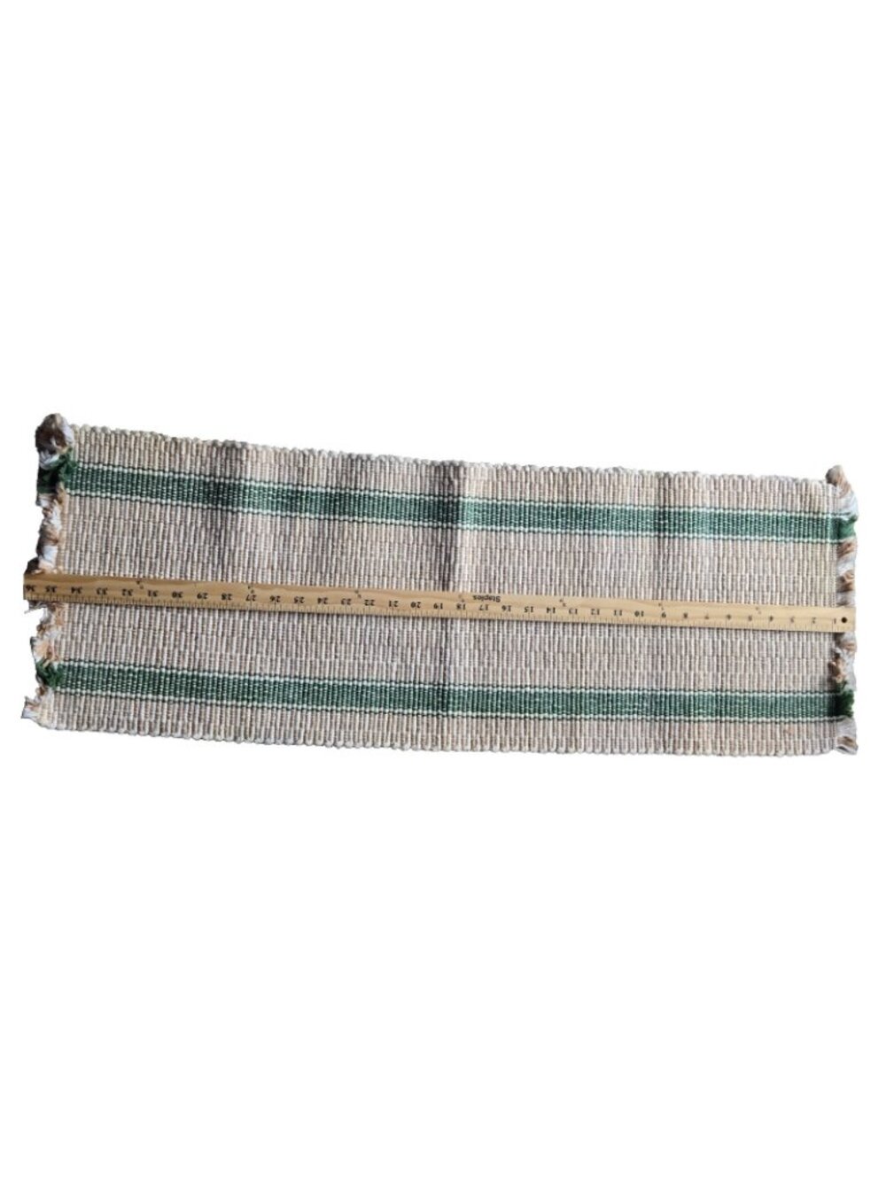 Farm Table Runner Beige Green Reversible Kitchen Farmhouse Cottage 12.5" x 36" - Picture 7 of 8